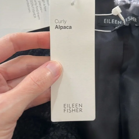 Eileen Fisher Black Curly Alpaca Moto Jacket Small